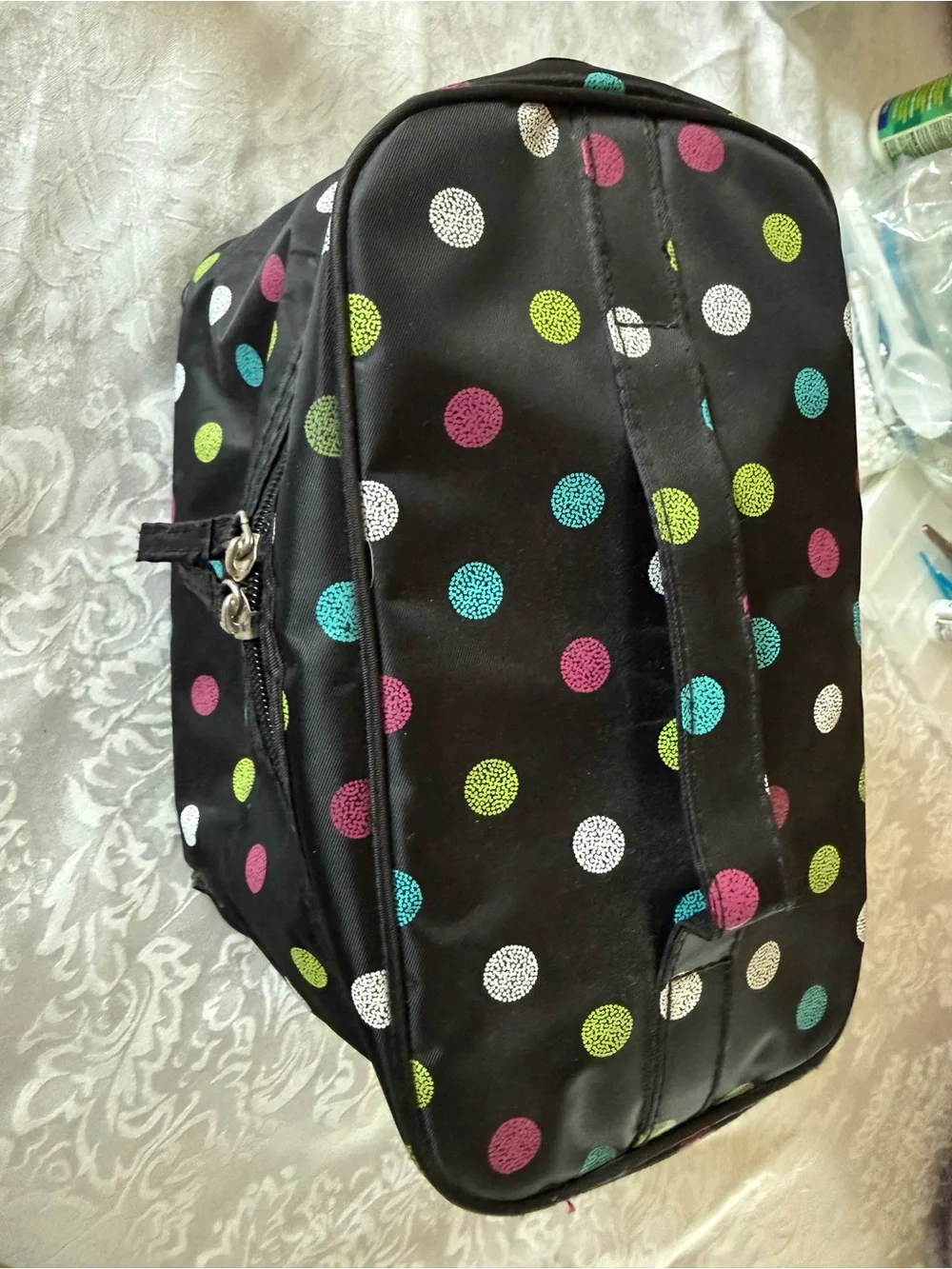Caboodles Black Polka Dot Travel Cosmetic Case with Multicolor Dots